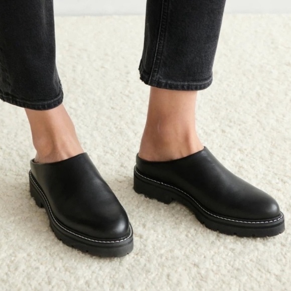 Jenni Kayne Shoes - Jenni Kayne Leather Lug Mule Chunky Slip On Casual Classic Minimalist Black 40